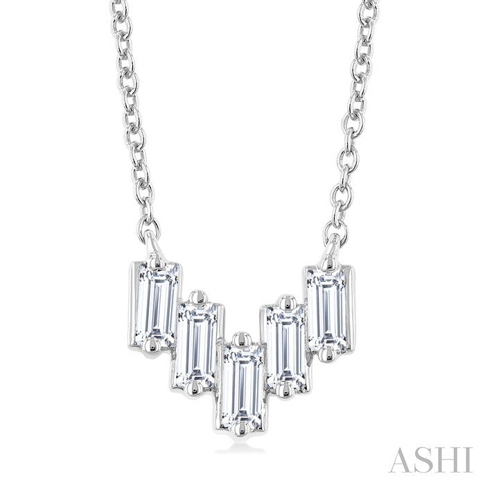 1/4 Ctw Baguette Cut Diamond Necklace in 14K White Gold