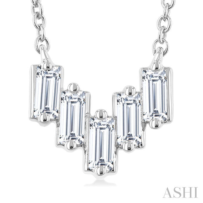 1/4 Ctw Baguette Cut Diamond Necklace in 14K White Gold