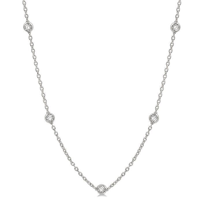 1 1/2 Ctw Round Cut Diamond Fashion Necklace in 14K White Gold