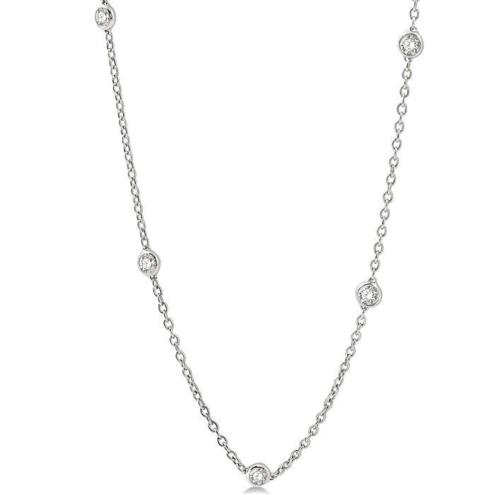 1 1/2 Ctw Round Cut Diamond Fashion Necklace in 14K White Gold