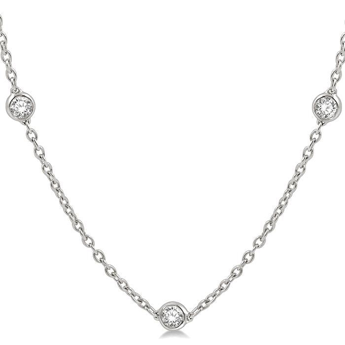 1 1/2 Ctw Round Cut Diamond Fashion Necklace in 14K White Gold