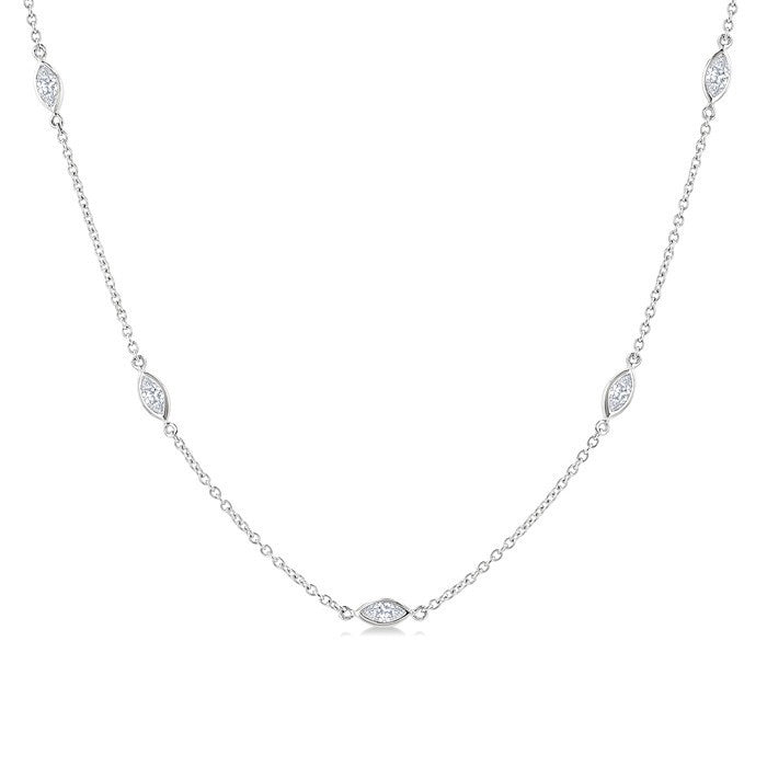1 Ctw Marquise Cut Diamond Fashion Necklace in 14K White Gold