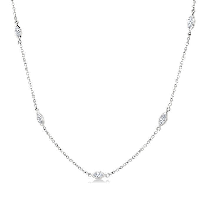 1 Ctw Marquise Cut Diamond Fashion Necklace in 14K White Gold