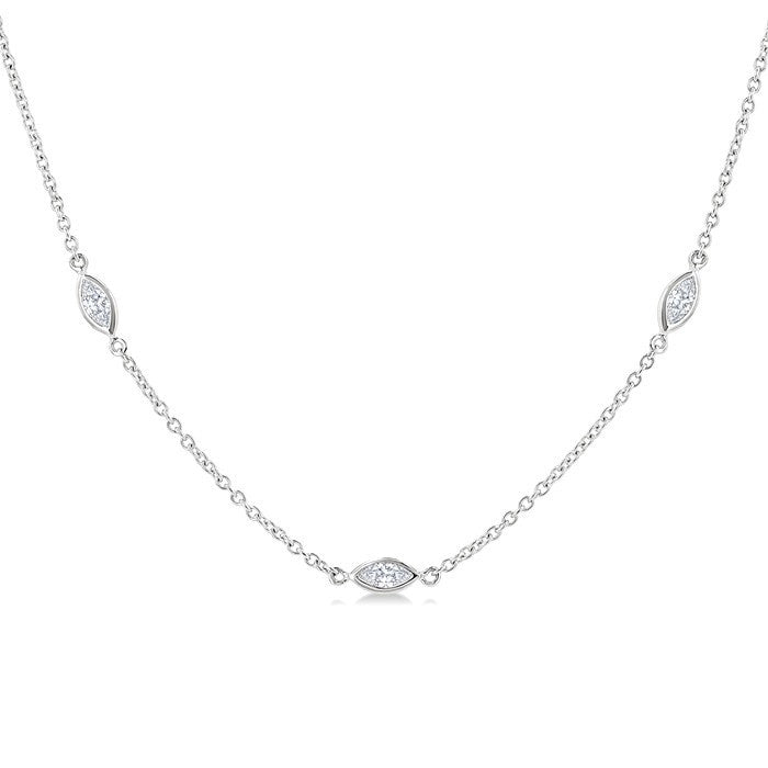 1 Ctw Marquise Cut Diamond Fashion Necklace in 14K White Gold