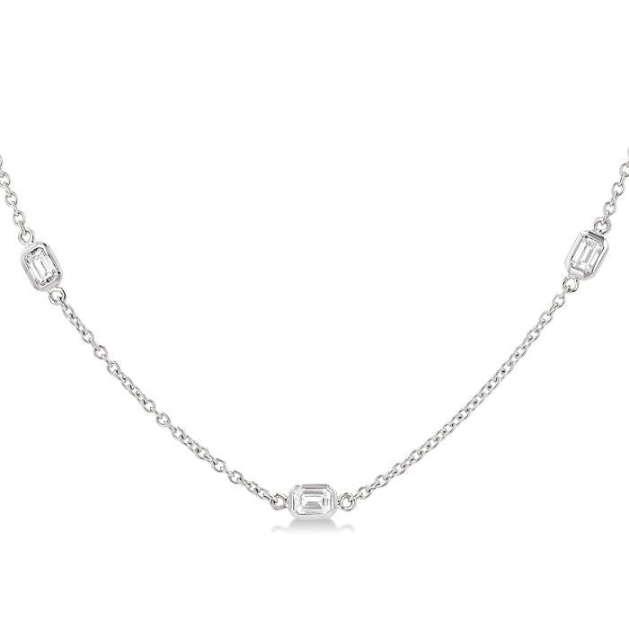 Étoile Harbor Emerald Shape Diamond Station Necklace