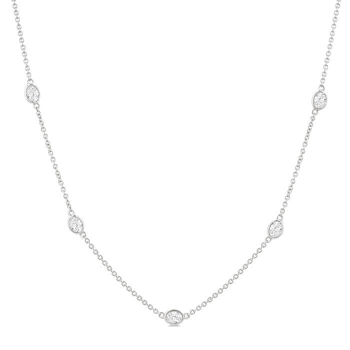 Horizon Oval Shape Diamond Station Necklace