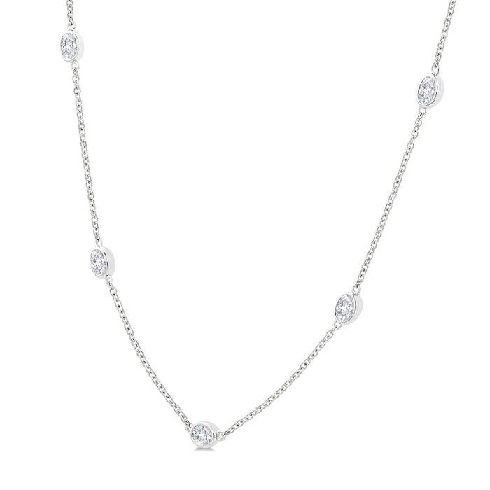 Horizon Oval Shape Diamond Station Necklace