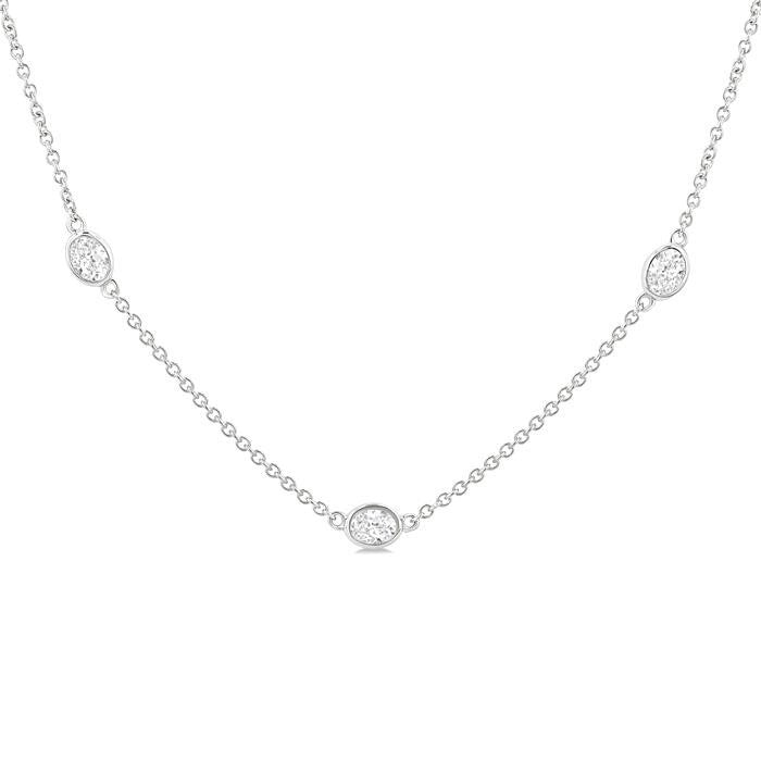 Horizon Oval Shape Diamond Station Necklace
