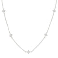 1 1/2 Ctw Princess Cut Diamond Station Necklace in 14K White Gold