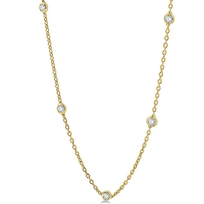 1 1/2 Ctw Round Cut Diamond Fashion Necklace in 14K Yellow Gold