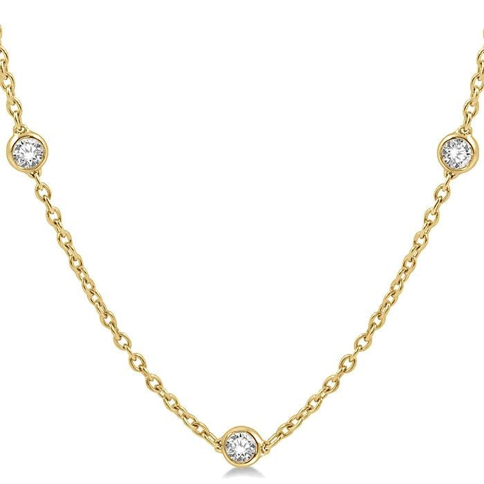 1 1/2 Ctw Round Cut Diamond Fashion Necklace in 14K Yellow Gold