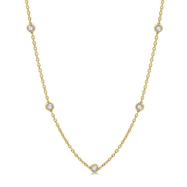 1 Ctw Round Cut Diamond Fashion Necklace in 14K Yellow Gold