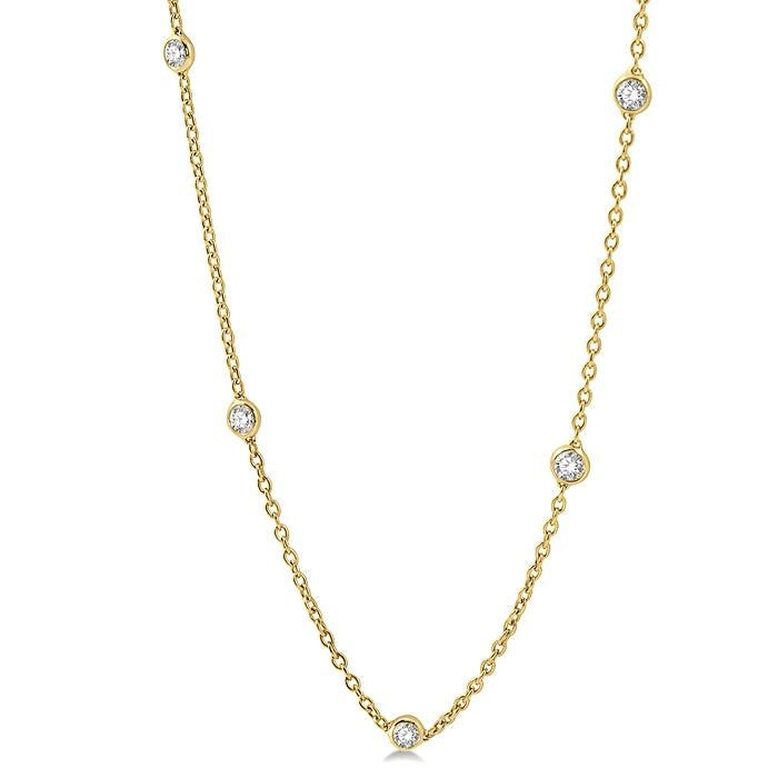 1 Ctw Round Cut Diamond Fashion Necklace in 14K Yellow Gold