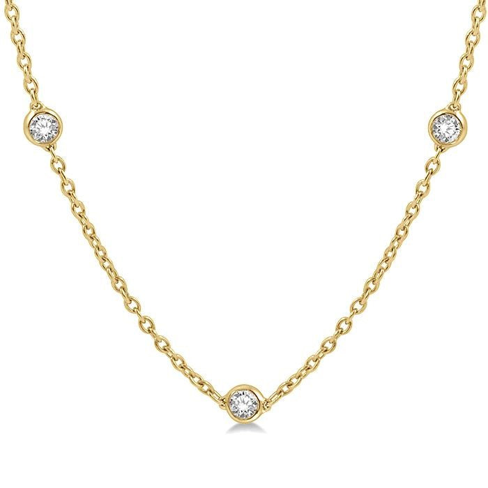 1 Ctw Round Cut Diamond Fashion Necklace in 14K Yellow Gold