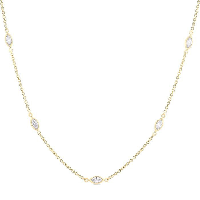 Quince Marquise Shape Diamond Station Necklace