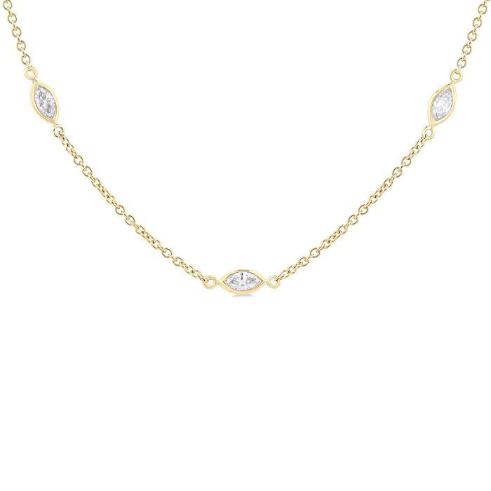 Quince Marquise Shape Diamond Station Necklace