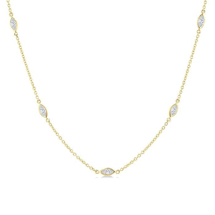1 1/2 Ctw Marquise Cut Diamond Fashion Necklace in 14K Yellow Gold