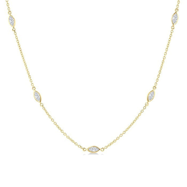 1 1/2 Ctw Marquise Cut Diamond Fashion Necklace in 14K Yellow Gold