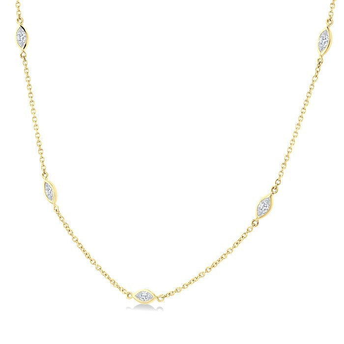 1 1/2 Ctw Marquise Cut Diamond Fashion Necklace in 14K Yellow Gold