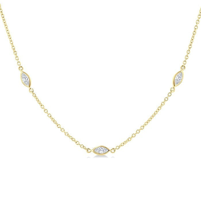 1 1/2 Ctw Marquise Cut Diamond Fashion Necklace in 14K Yellow Gold