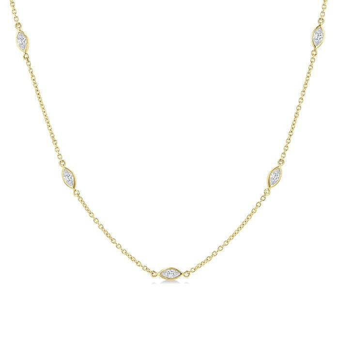 1 Ctw Marquise Cut Diamond Fashion Necklace in 14K Yellow Gold