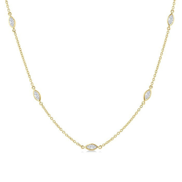 1 Ctw Marquise Cut Diamond Fashion Necklace in 14K Yellow Gold