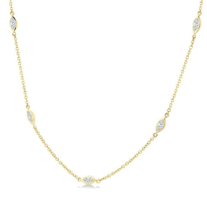 1 Ctw Marquise Cut Diamond Fashion Necklace in 14K Yellow Gold
