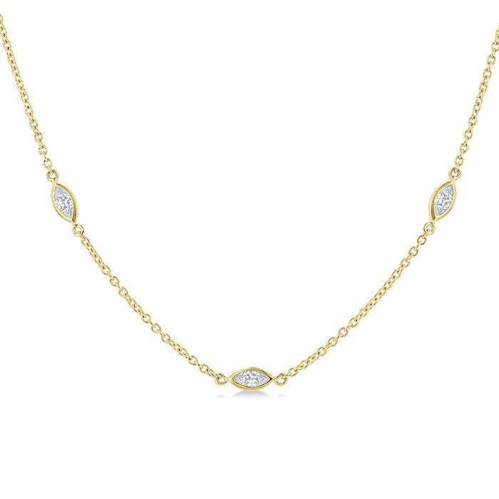 1 Ctw Marquise Cut Diamond Fashion Necklace in 14K Yellow Gold