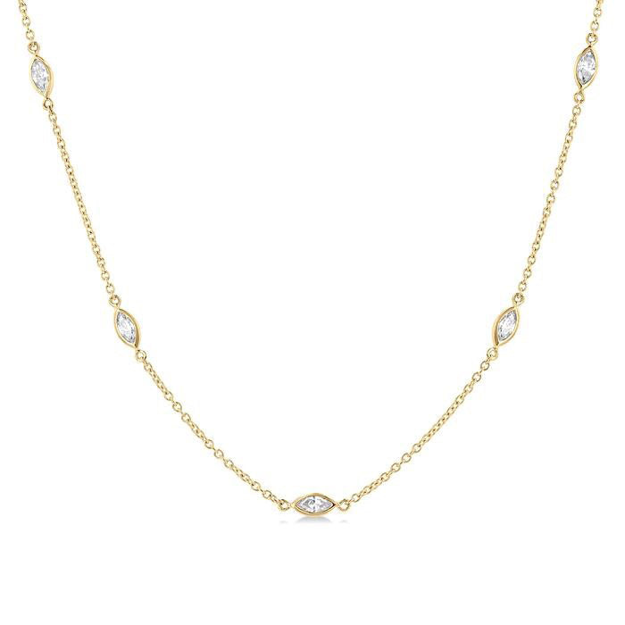 Dahlia Vellum Marquise Shape Diamond Station Necklace