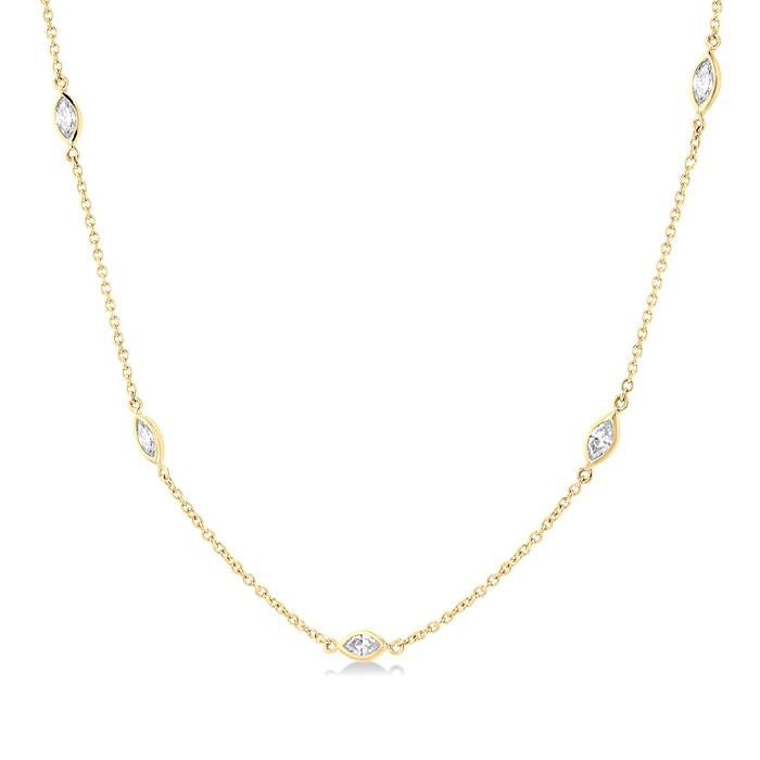 Dahlia Vellum Marquise Shape Diamond Station Necklace