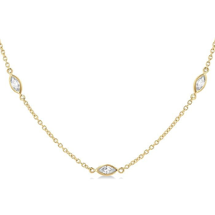 Dahlia Vellum Marquise Shape Diamond Station Necklace