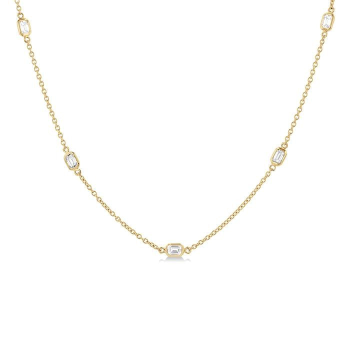 1 Ctw Emerald Cut Diamond Fashion Necklace in 14K Yellow Gold