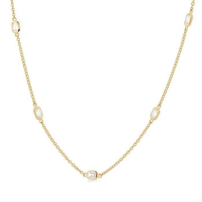1 Ctw Emerald Cut Diamond Fashion Necklace in 14K Yellow Gold