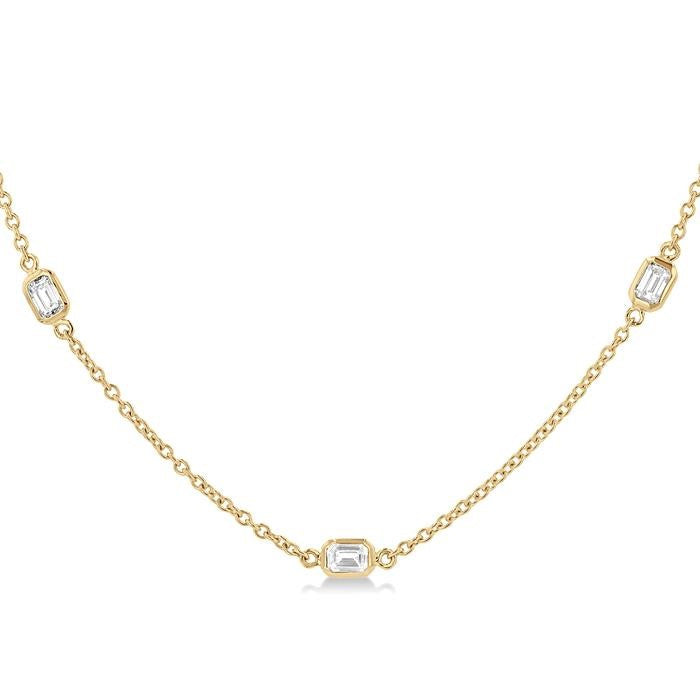 1 Ctw Emerald Cut Diamond Fashion Necklace in 14K Yellow Gold