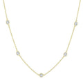 1 1/2 Ctw Bezel Set Oval Cut Diamond Station Necklace in 14K Yellow Gold