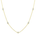 1 Ctw Bezel Set Oval Cut Diamond Station Necklace in 14K Yellow Gold