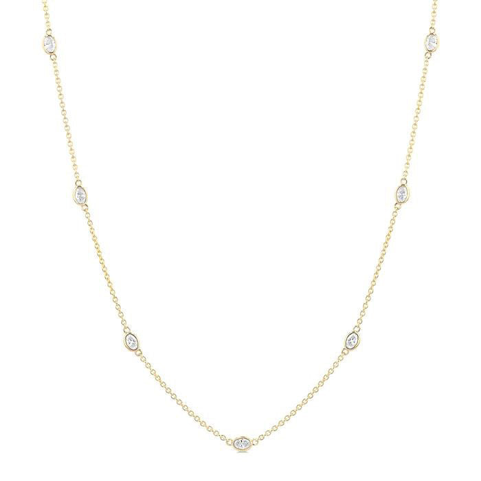 Iolanthe Oval Shape Diamond Station Necklace