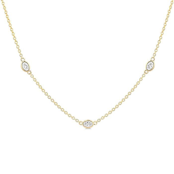 Iolanthe Oval Shape Diamond Station Necklace