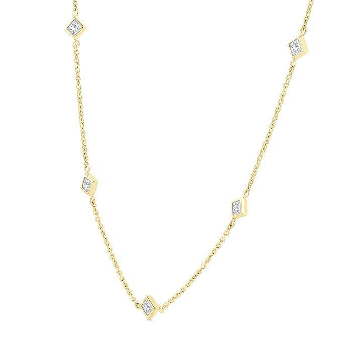 Oleander Princess Shape Diamond Station Necklace