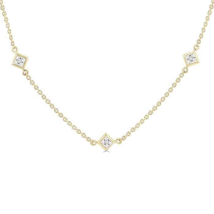 Oleander Princess Shape Diamond Station Necklace