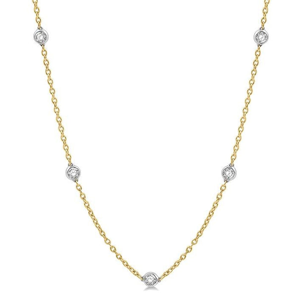 1 1/2 Ctw Round Cut Diamond Fashion Necklace in 14K Yellow and White Gold