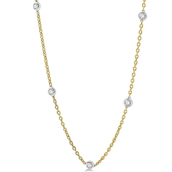 1 1/2 Ctw Round Cut Diamond Fashion Necklace in 14K Yellow and White Gold