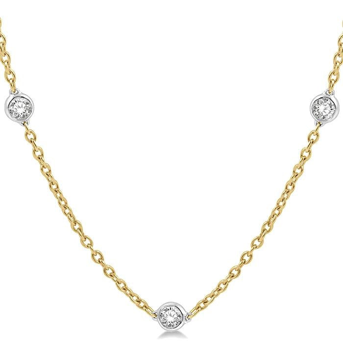 1 1/2 Ctw Round Cut Diamond Fashion Necklace in 14K Yellow and White Gold