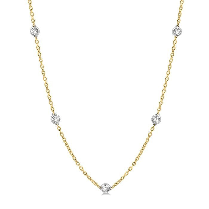 1 Ctw Round Cut Diamond Fashion Necklace in 14K Yellow and White Gold