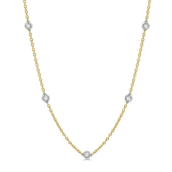 1 Ctw Round Cut Diamond Fashion Necklace in 14K Yellow and White Gold