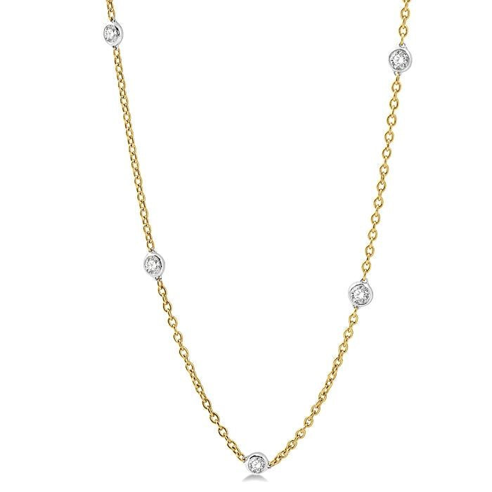1 Ctw Round Cut Diamond Fashion Necklace in 14K Yellow and White Gold
