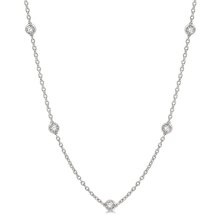 1 1/2 Ctw Round Cut Diamond Fashion Necklace in 14K White Gold