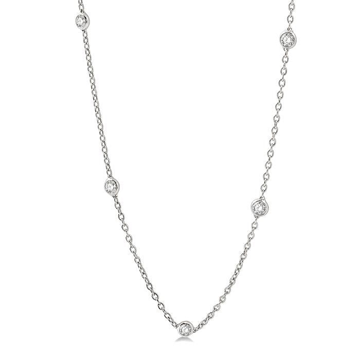 1 1/2 Ctw Round Cut Diamond Fashion Necklace in 14K White Gold