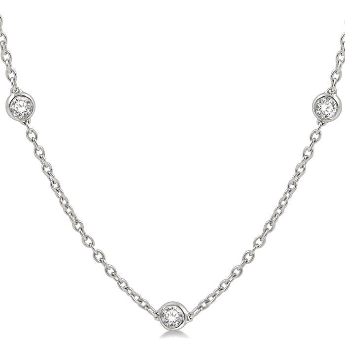 1 1/2 Ctw Round Cut Diamond Fashion Necklace in 14K White Gold