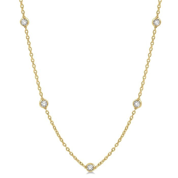 1 1/2 Ctw Round Cut Diamond Fashion Necklace in 14K Yellow Gold